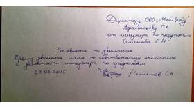 Как правильно оформить заявление об увольнении по собственному желанию в Терволина